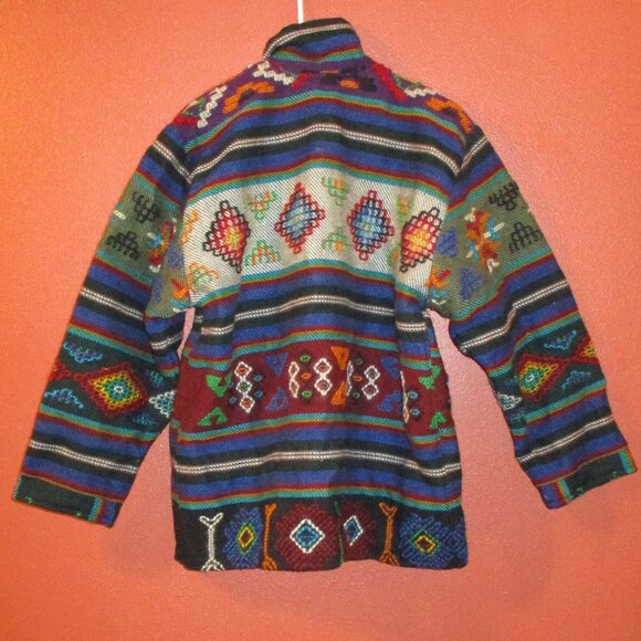 Turkish Men Medium Black Blue Red Hand Stitched Wool Button Down Pockets Jacket - Picture 6 of 9